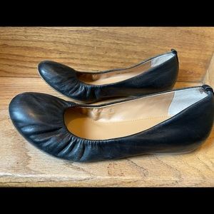 J Crew black leather ballet flats 7.5